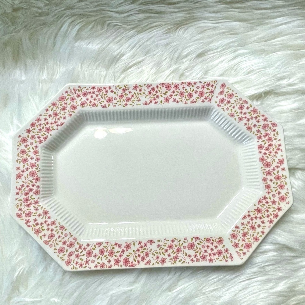 Independence Ironstone Platter Ceramic Floral Pink & White Vintage - Picture 6 of 6